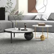 Custom Made Modern Design Metal Frame Set Coffee Table Living Room Leg Transparent Glass Round Stand and Luxury Solid Furniture image