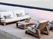 Rustic Teak Outdoor Sofa Set with Coffee Table – Nordic Style Courtyard Furniture