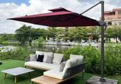 Modern Outdoor Solid Wood Sofa Set – Garden Patio Lounge with Aluminum Frame and Parasol