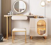 Italian Rock Slab LED Mirror Dressing Table – Custom Made Bedroom Vanity Set