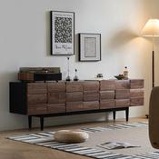 Black Walnut Solid Minimalist Audiovisual TV Unit – Custom Made Living Room Media Console