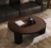 Custom Made French Retro Solid Wood Round Coffee Table