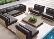 Contemporary Teak Outdoor Sofa Set – Modular Patio Lounge Setable – Custom Made