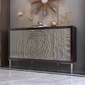 Light Luxury Wave Pattern Sideboard – Modern Solid Wood Entrance &amp; Storage Cabinet