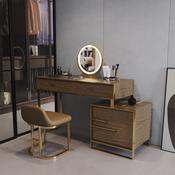 Nordic Walnut Mirror Dressing Table – Custom Made Bedroom Vanity Set