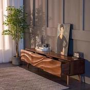 Nordic Wave Solid Designer Wabi TV Unit – Custom Made Living Room Media Console