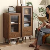 Nordic Solid Wood Side Cabinet Set – High &amp; Low Ash Wood Storage Units for Modern Living Rooms