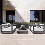 Minimalist Outdoor Aluminum Sofa Set with Matching Coffee Table – Weatherproof Garden Lo