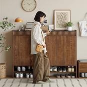 Solid Wood Shoe Cabinet with Drawers – Modern Entryway Storage Organizer