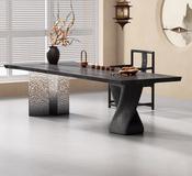 Custom Made Wabi-Sabi Carbonized Solid Wood Tea Table Coffee Table