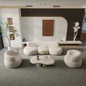 Wabi-Sabi Lambskin Sofa Set – Nordic Designer Curved Fabric Sofa for Home &amp; Commercial Spaces image