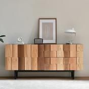 Natural Walnut Solid Wood Sideboard – Wabi-Sabi Storage Cabinet for Dining &amp; Bedroom