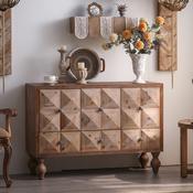 Wabi-Sabi Wooden Sideboard – Retro Solid Wood Storage Cabinet for Living Room &amp; Entryway