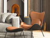Italian Designer Recliner Chair – Tiger Style Leather Lounge with Ottoman image
