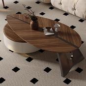 Custom Made Modern Walnut Leaf Coffee Table with Storage