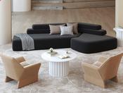 Modern Black Italian Lounge Sofa – Minimalist Designer Seating for Lobby &amp; Living Areas