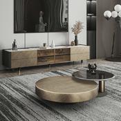 Postmodern Bronze Stainless Steel Tempered Coffee Table – Custom Made Living Room Centre Table