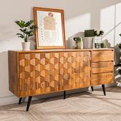 American Solid Geometric Carved &amp; Sideboard Cabinet – Custom Made Living Room Storage