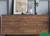 Nordic Solid Wood 9-Drawer Chest – Light Luxury Ash Storage Cabinet