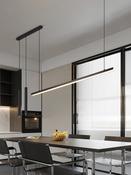 Modern Black Linear Pendant Lamp – 200cm Suspension Light for Dining, Kitchen Island, Office