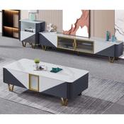 Marble Metal Frame And Glass TV Unit image