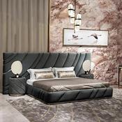 Custom Made Luxury Modern Upholstered King Bed with Solid Wood Frame – High-End Master Bedroom Furniture