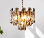 Amber Glass Disc Chandelier – Retro Luxury Pendant Light