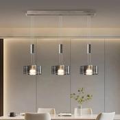 Triple Glass Cylinder Pendant Light – Modern LED Hanging Fixture for Dining &amp; Living Rooms