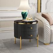 ZQ Round Marble Corner Table - Sofa Side Cabinet, and Small Coffee Table for Living Room