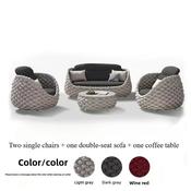 Braided Rattan Outdoor Sofa Set – Terrace Lounge with Coffee Table – Custom Made
