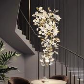 Ginkgo Leaf Staircase Chandelier – Luxury LED Cascade