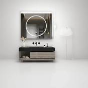 Modern Wall-Mounted Bathroom Vanity – Stone Basin with LED Mirror