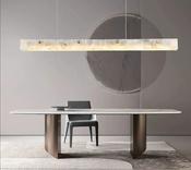 Luxury Marble Linear LED Pendant Light – Modern Stone Ceiling Fixture for Dining Room or Kitchen Island