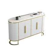 Luxury Rock Plate Sideboard with Storage, Modern Minimalist Living Room Side Cabinet, Solid Wood and Marble Dining Room Locker