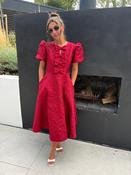 EMMY BURGANDY JACQUARD BOW DRESS image