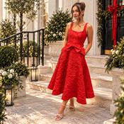 ARIA DRESS RED JACQUARD image