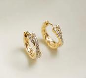 GOLD DOUBLE DIAMOND HOOP image