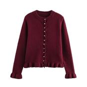FRILL CARDIGAN BURGUNDY