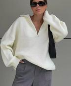 HALF ZIP JUMPER CREAM KNIT- PRE ORDER