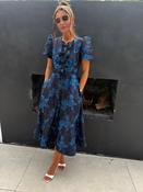 EMMY BLUE AND NAVY FLORAL BOW DRESS image