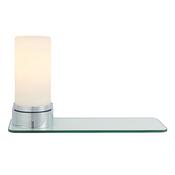 single light bathroom frosted wall light with shelf