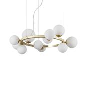 round opal globe and brass statement pendant - Stillorgan Decor image