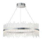 opulent luxury round crystal rod ceiling light brushed chrome silver - Stillorgan Decor image