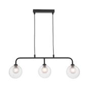 3 light bar pendant matt black clear and opal glass - Stillorgan Decor image