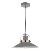 1 light single industrial pendant matt grey and copper - Stillorgan Decor image