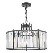 stunning faceted glass 5 light pendant satin black - Stillorgan Decor image