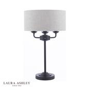 laura ashley sorrento 3 light table lamp matt black and natural with shade - Stillorgan Decor image