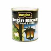 rustins quick dry satin black wood &amp; metal paint - 500ml image