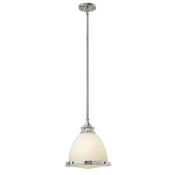 classic full metal domed pendant with etched prismatic bottom opal and chrome - Stillorgan Decor image