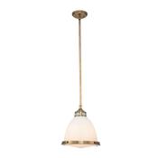 classic full metal domed pendant with etched prismatic bottom opal and heritage brass - Stillorgan Decor image